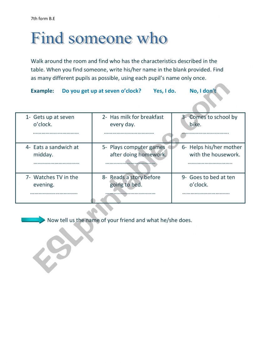 walk around the room worksheet