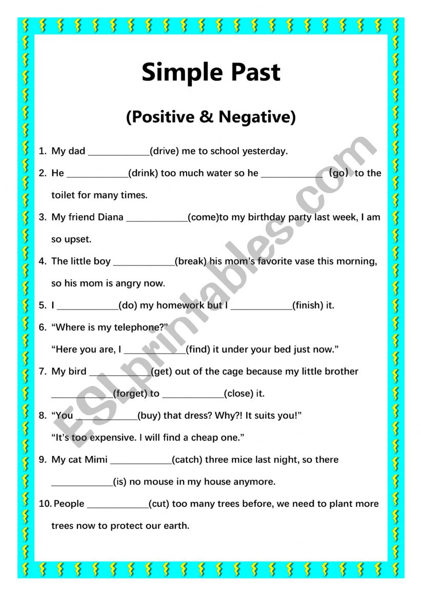Simple Past (positive & negative) quiz