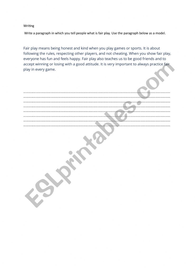 what is fair play worksheet