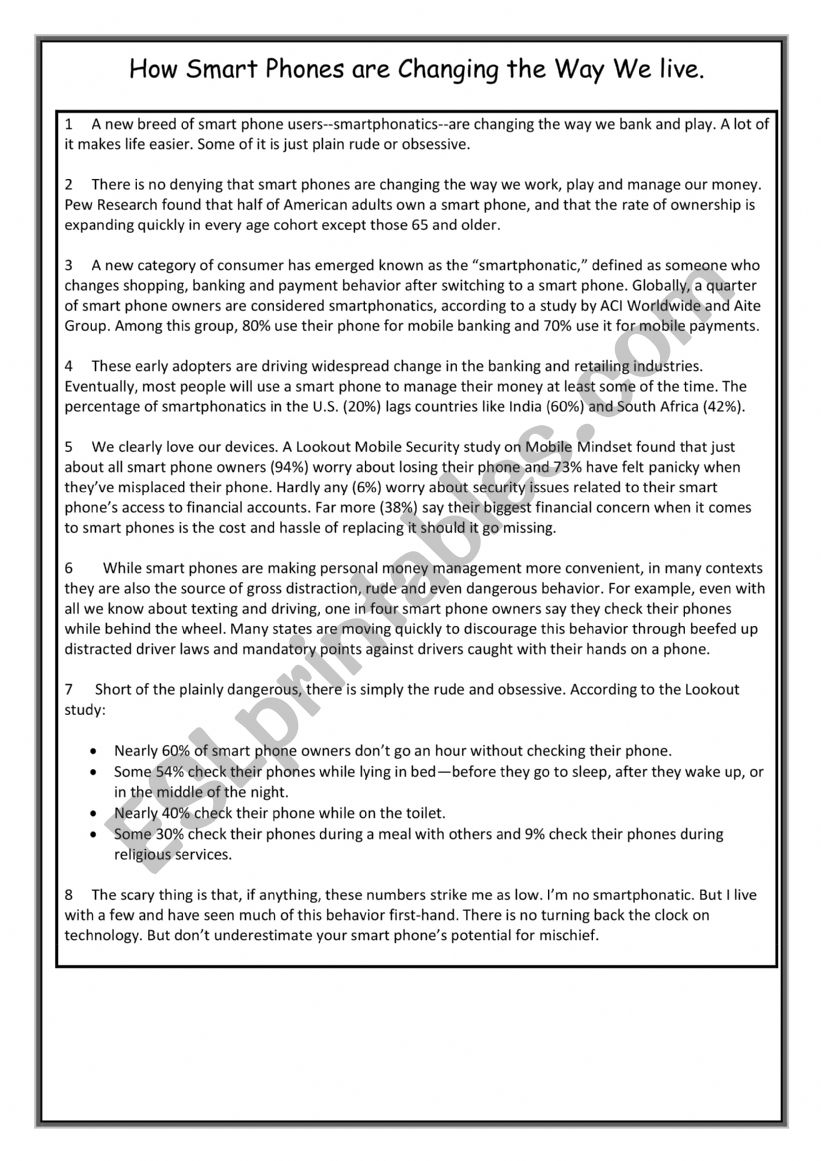 How Smart Phones are Changing the Way We live.