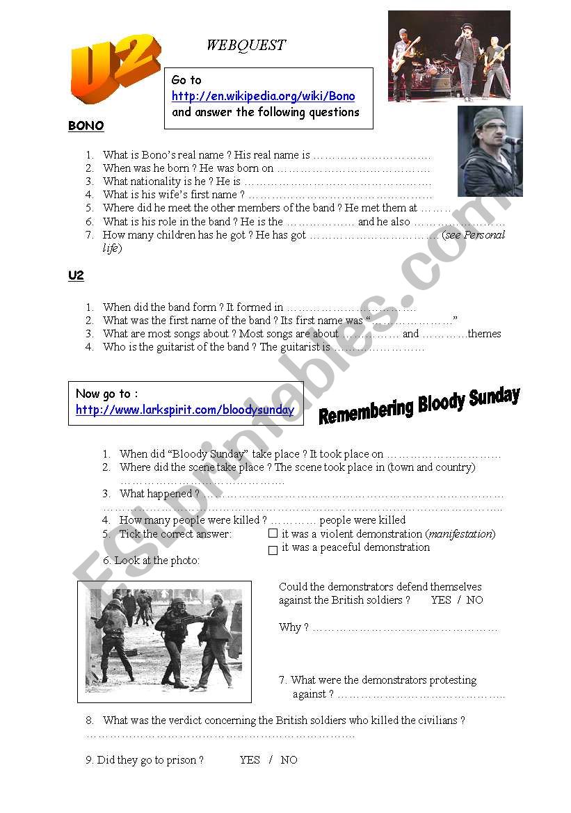 U2 webquest worksheet