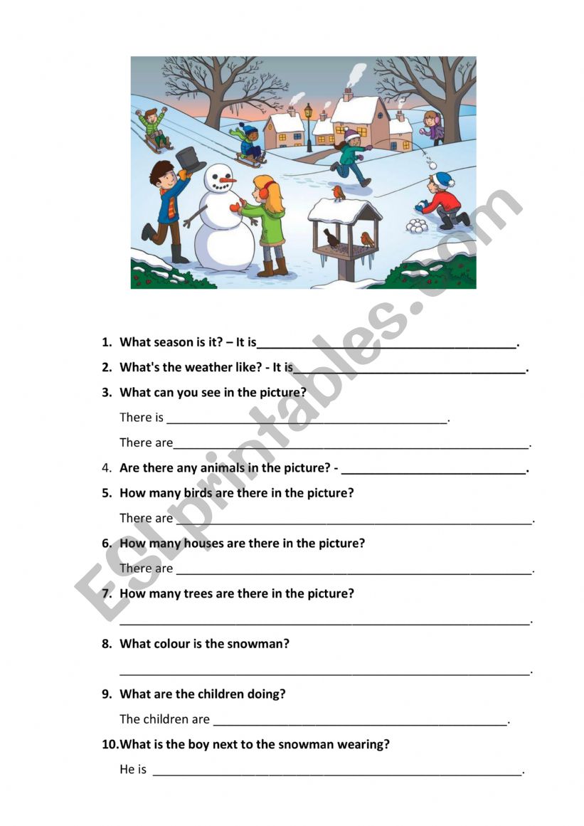 Desribe a picture worksheet