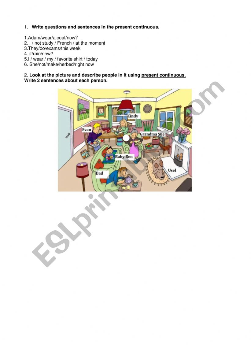 Present continuous check  worksheet