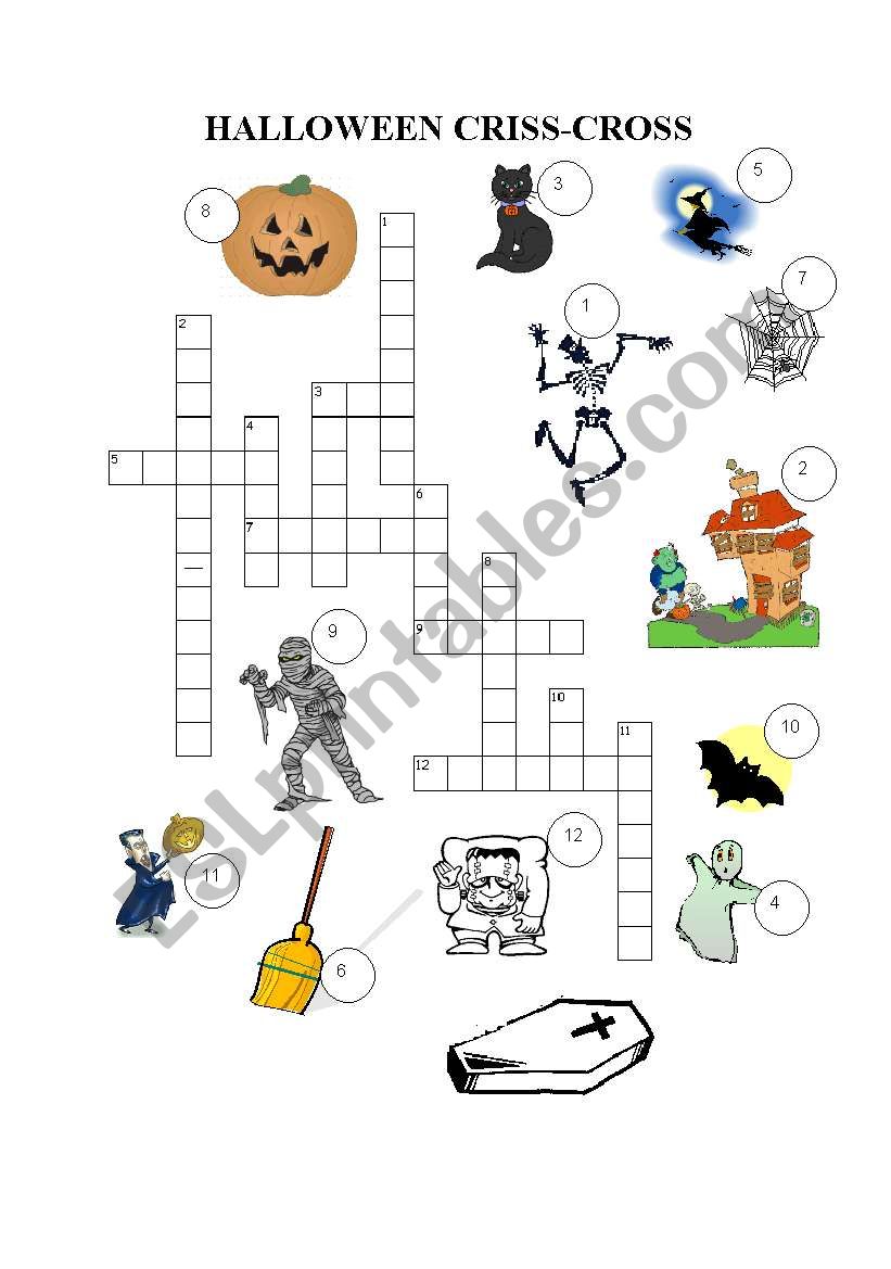 HALLOWEEN CRISS-CROSS worksheet