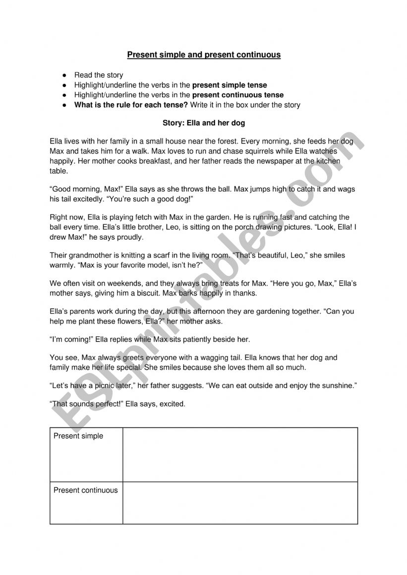 Present tense revision and rules task