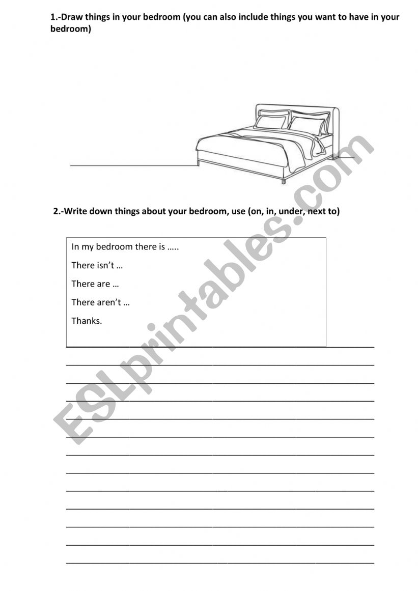 THINGS IN THE BEDROOM worksheet