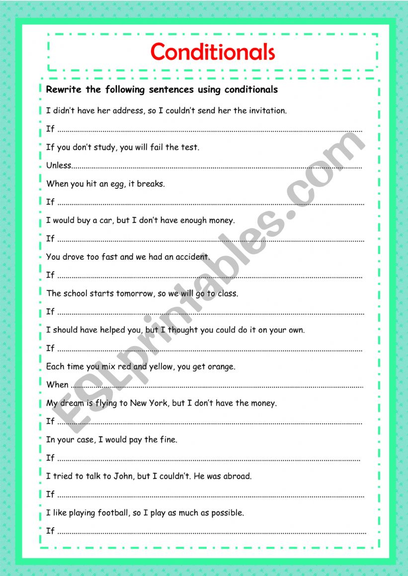 Conditionals worksheet