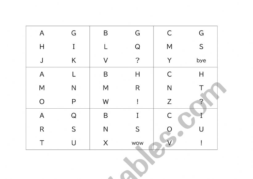 Dobble - alphabet worksheet