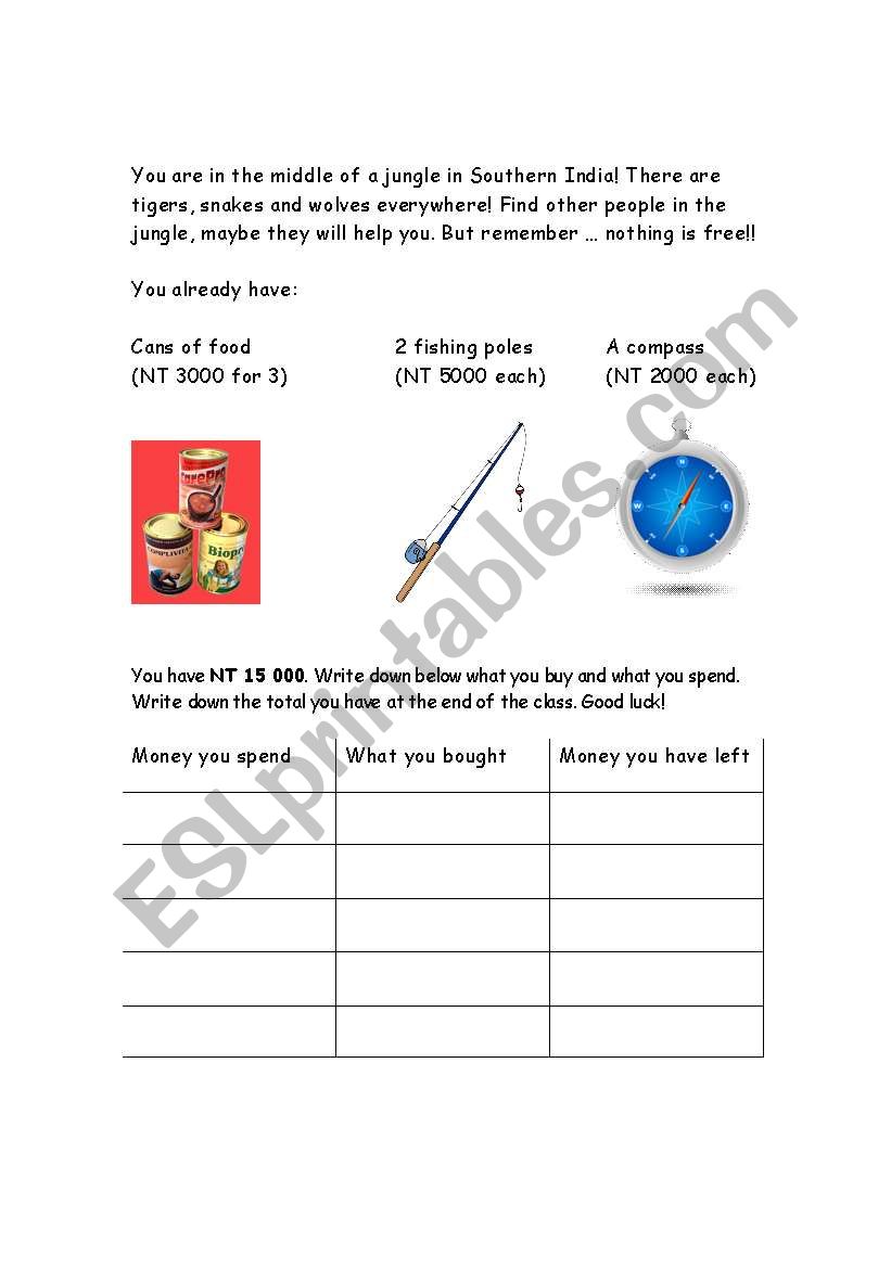 Survival worksheet