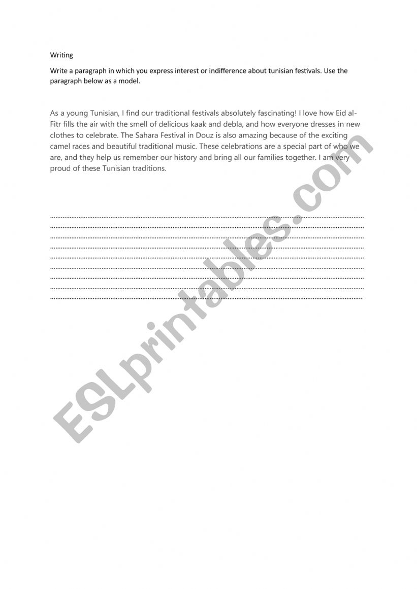 write a pargraph in which you express interest about tunisian festivals