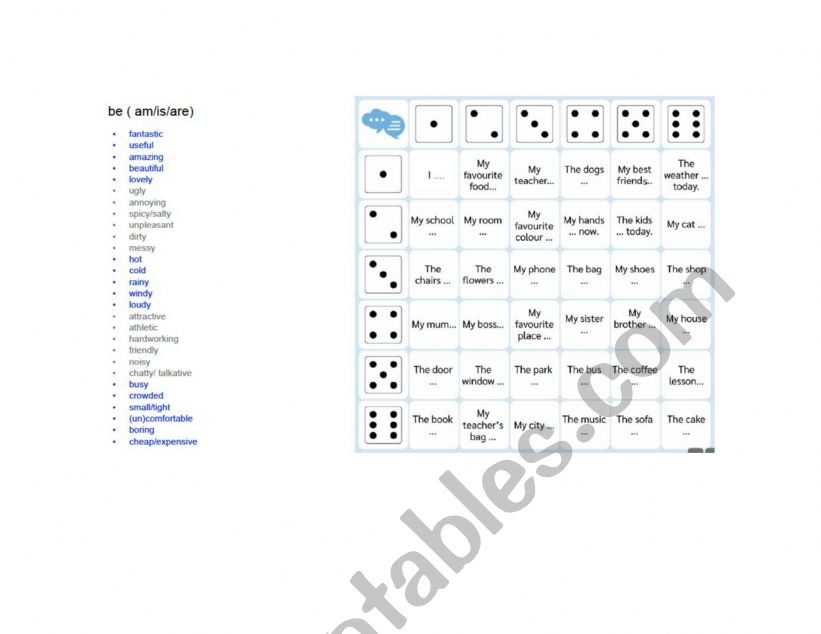 Be + adjective worksheet