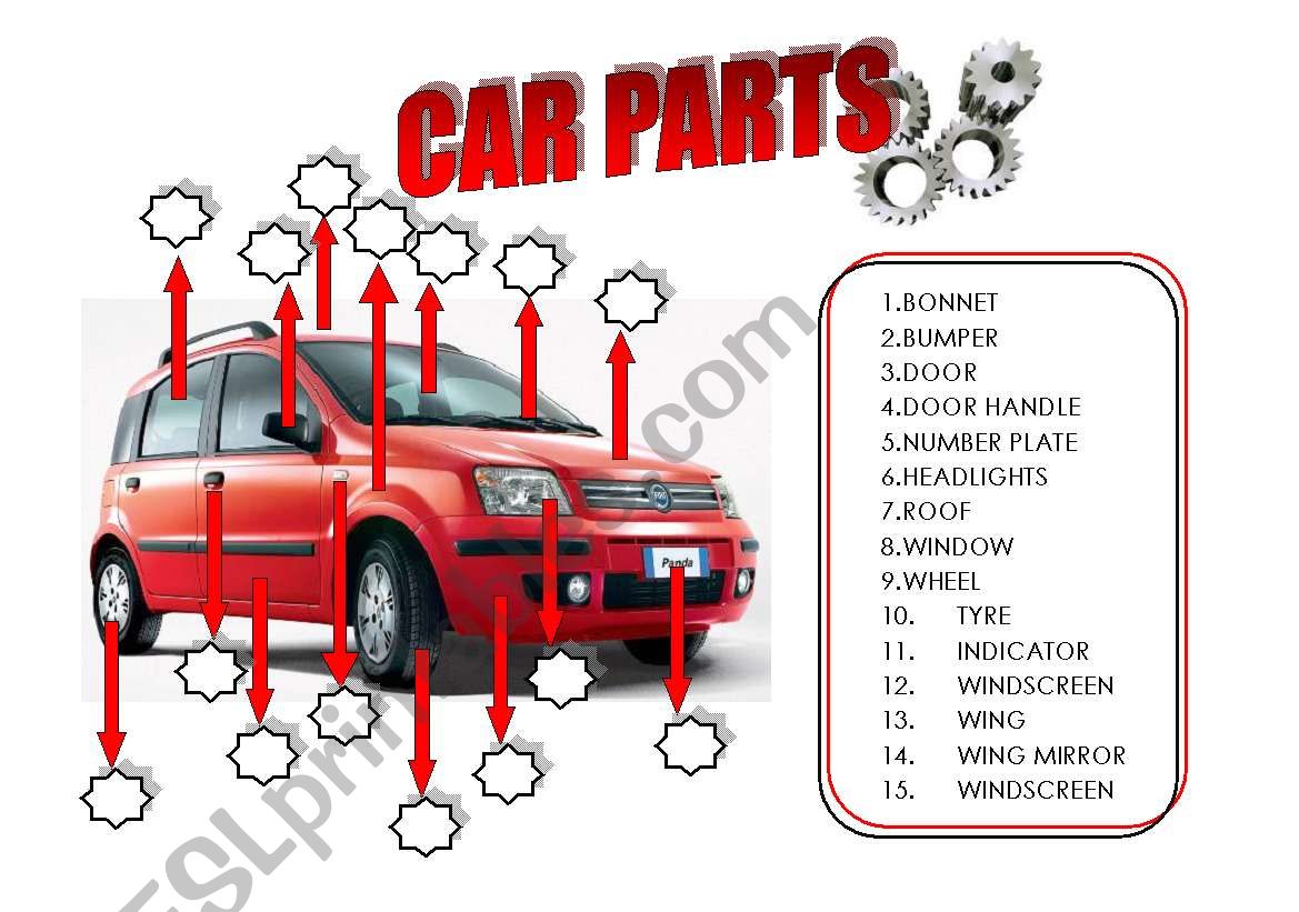 CAR PARTS 1/2 worksheet