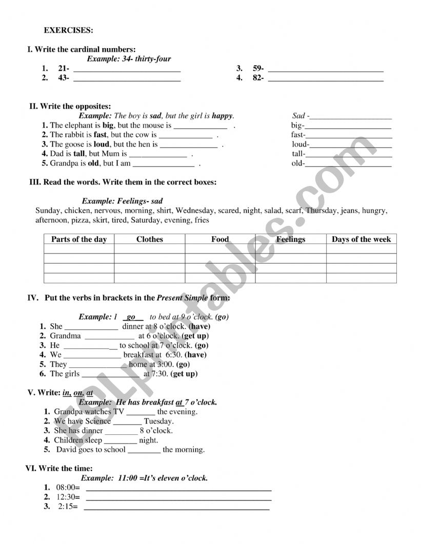 TEST GENERAL worksheet