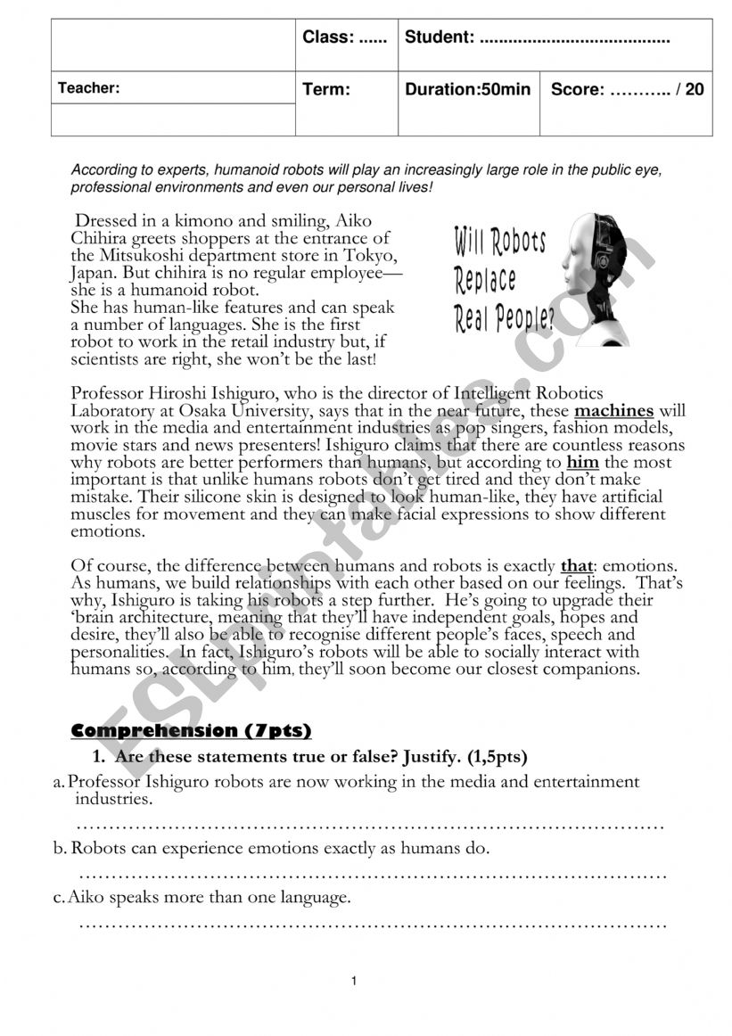 technology exam  worksheet