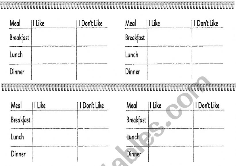 like  dislike worksheet