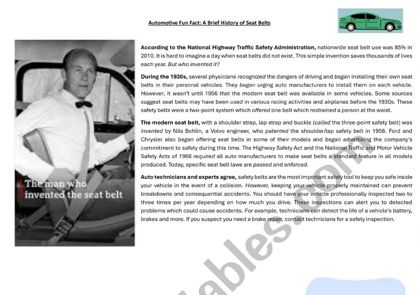 Automotive industry: history of seatbelts