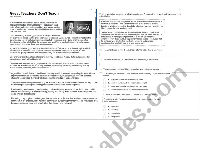 Reading IB worksheet