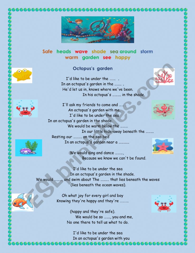 Octopus�s garden  worksheet