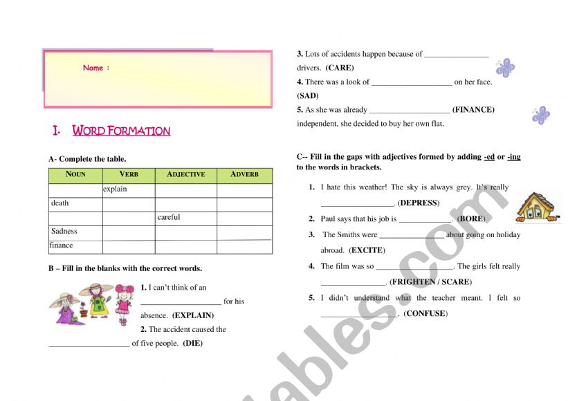Diagnostic test worksheet