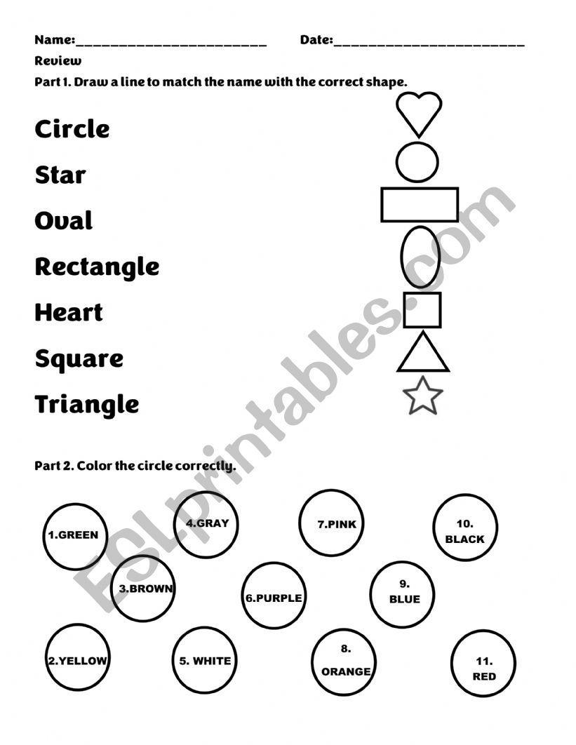 Review of Shapes, Colors and Numbers