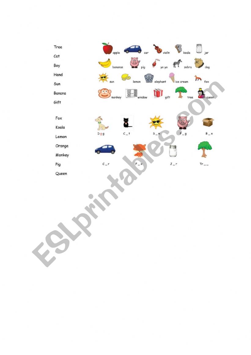 animals worksheet