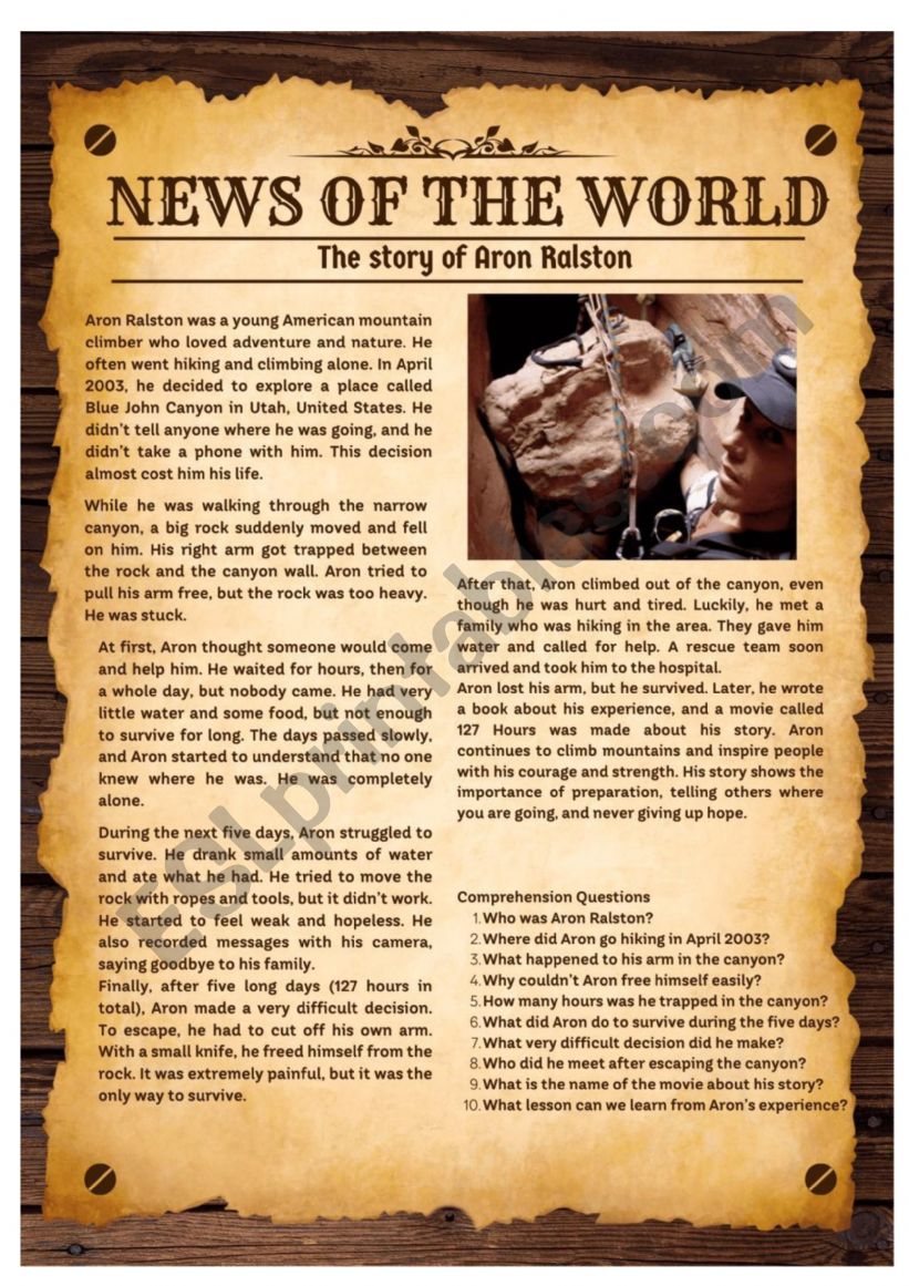 The Story of Aron Ralston - 127 hours
