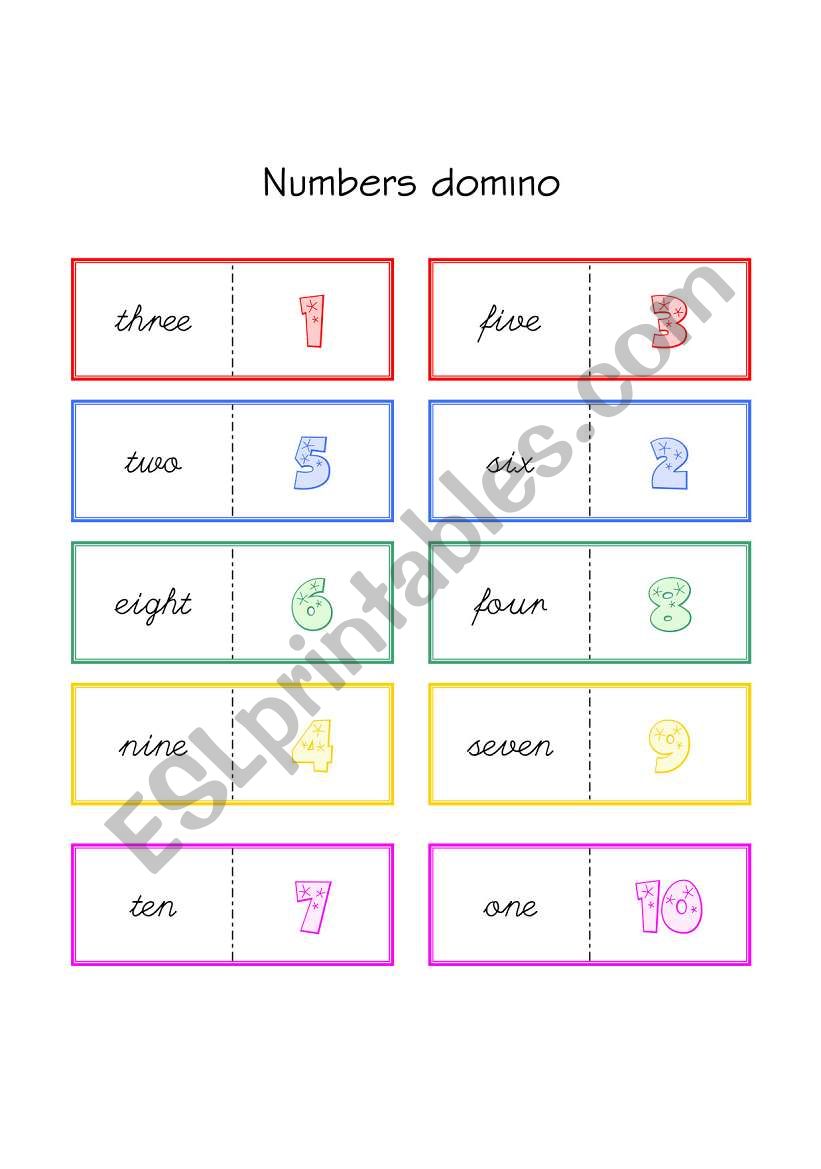 Numbers domino (1-10) worksheet