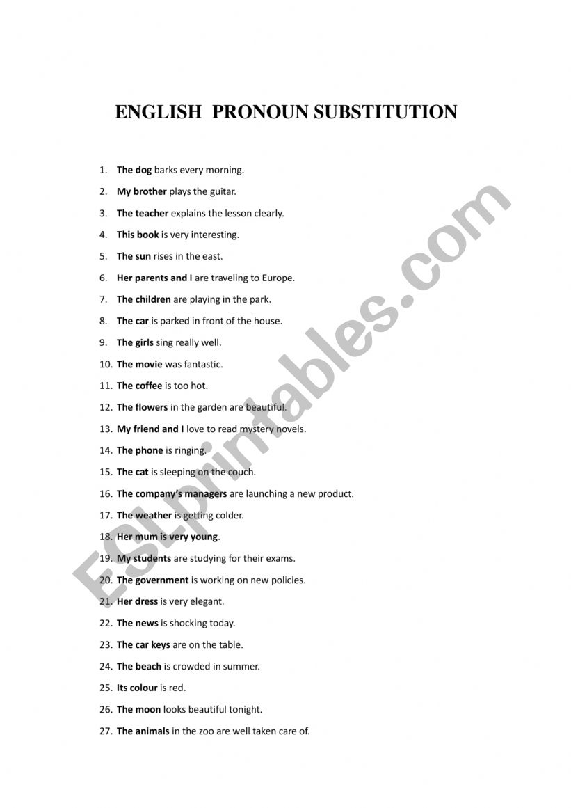 PERSONAL PRONOUNS SUBSTITUTION