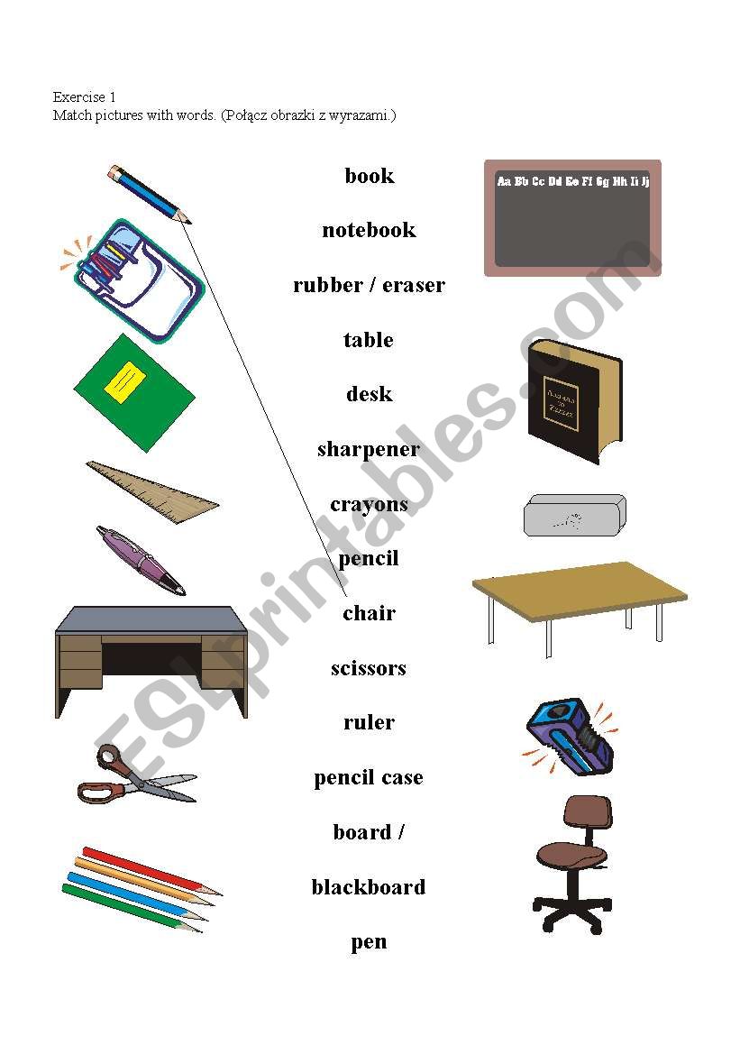 Classroom objects worksheet