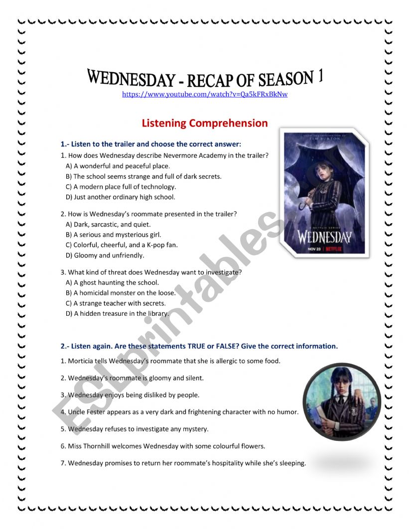 WEDNESDAY SEASON 1 - LISTENING
