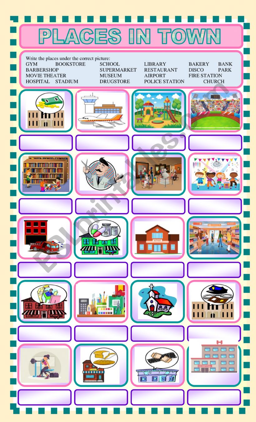 Places in Town worksheet