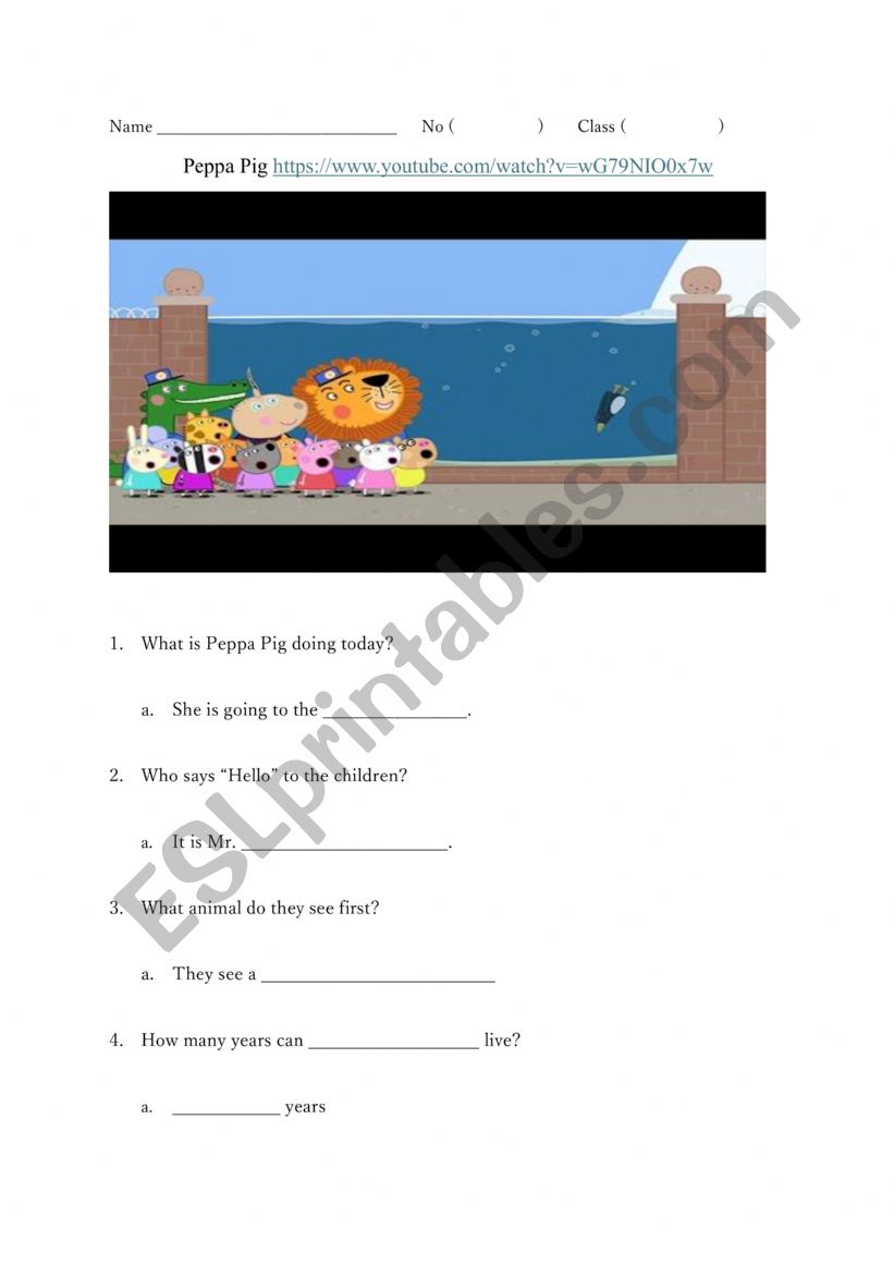 Peppa Pig Listening and Writing Quiz