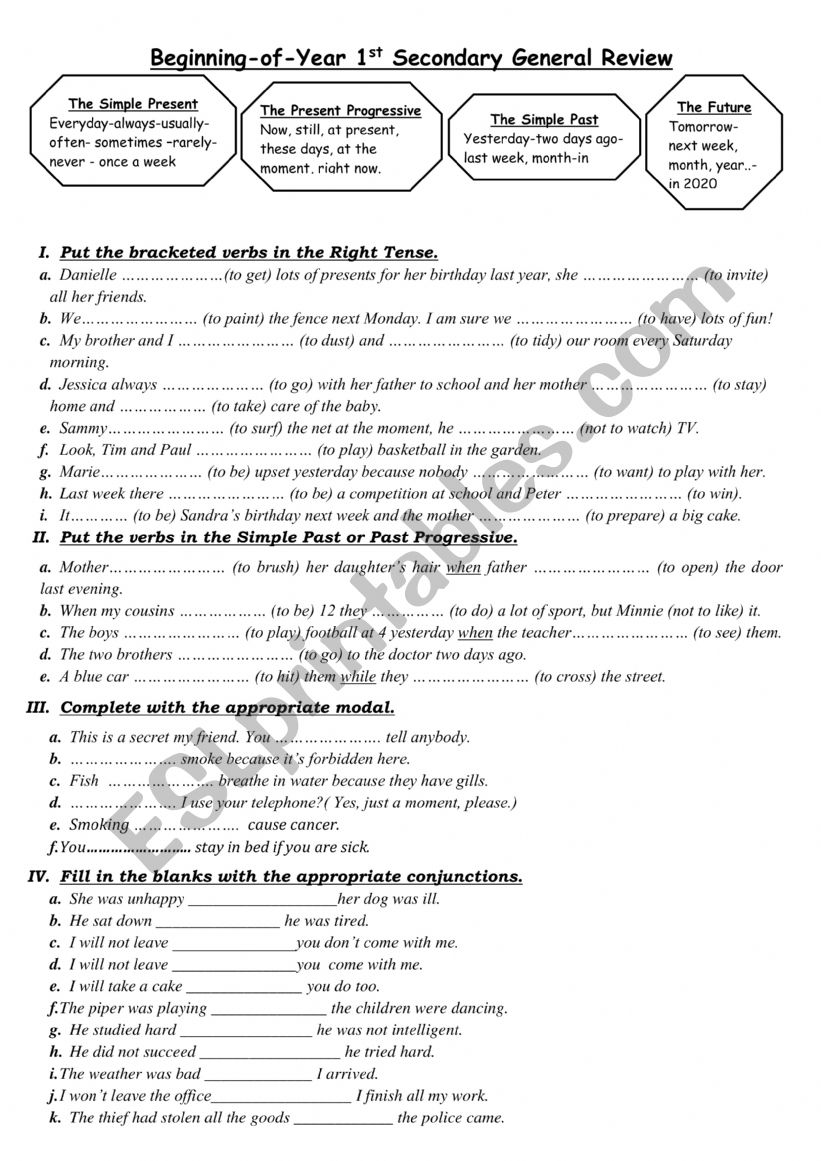 revision  for 1st form  worksheet