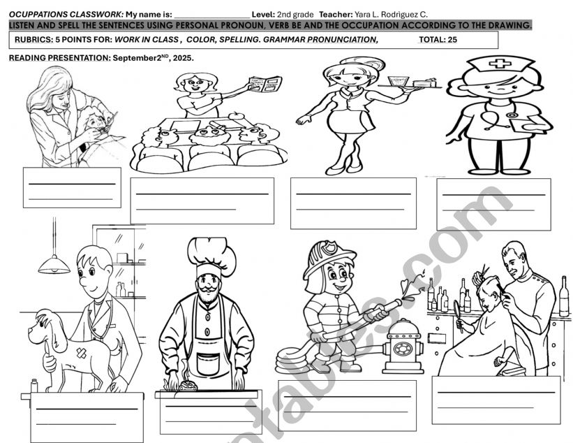 JOBS CLASSWORK  worksheet