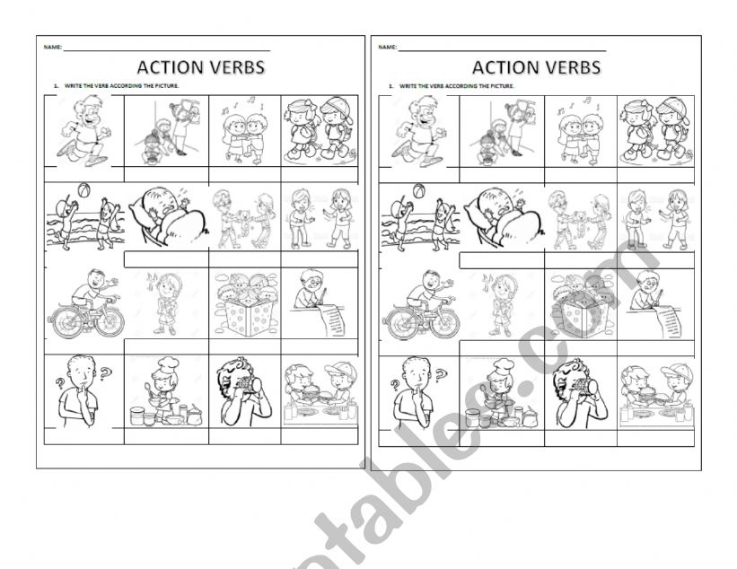 ACTION VERBS worksheet