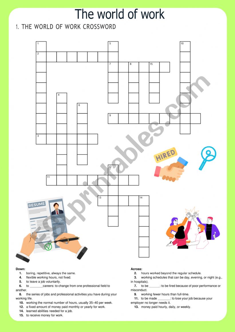 The world of work worksheet