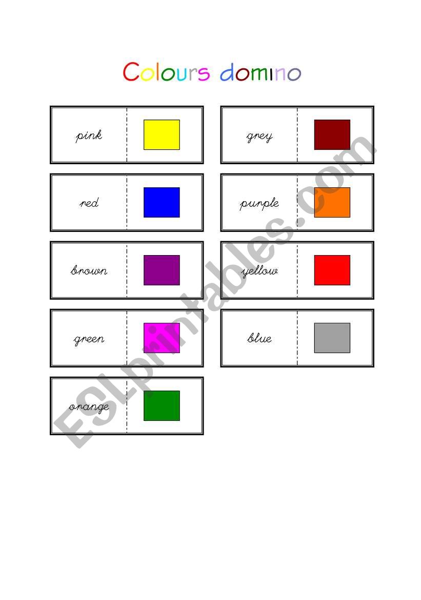 Colours domino worksheet