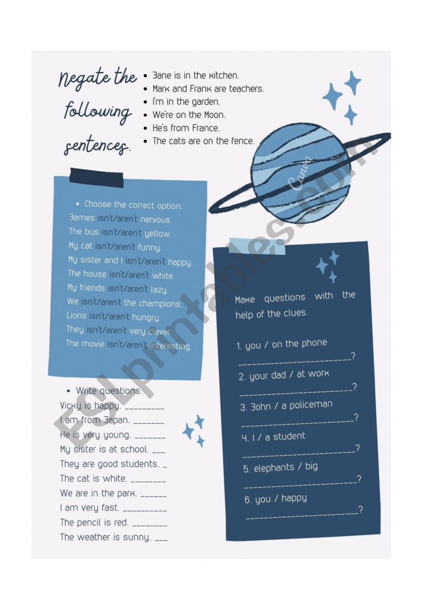 ISN�T AND AREN�T worksheet