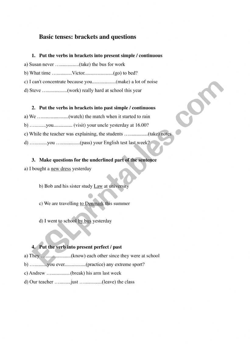 Grammar revision worksheet