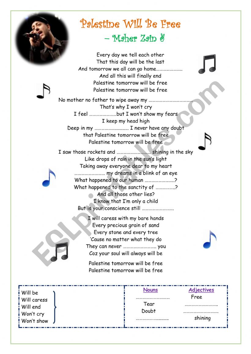 Palestine Maher Zain worksheet