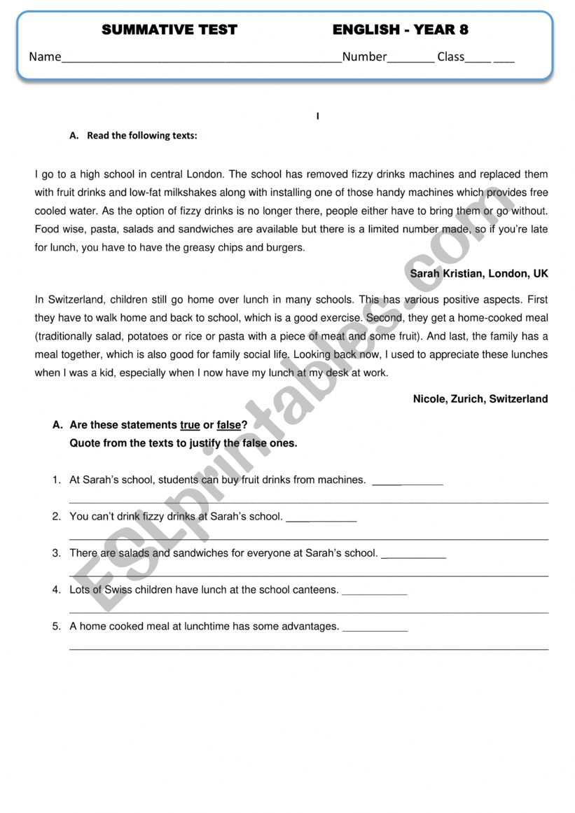 HEALTHY LIFESTYLE worksheet