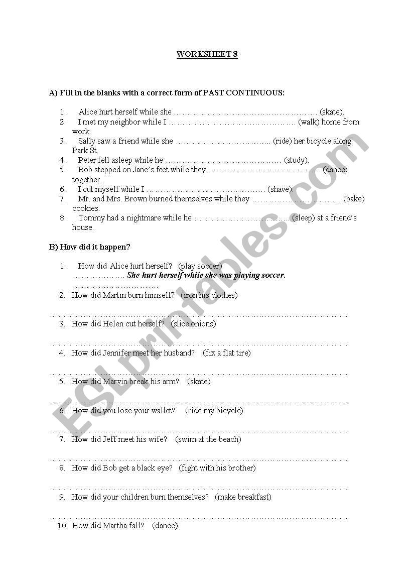 simple past or past progressive tense