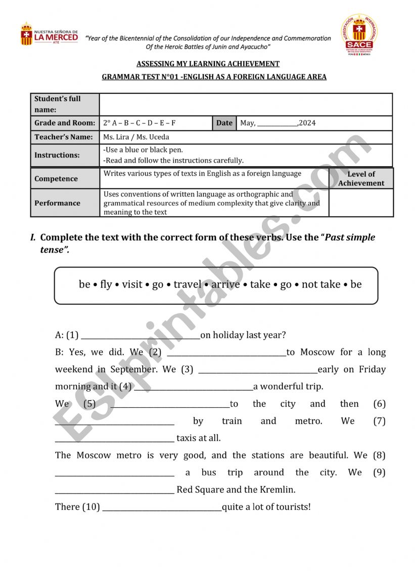 GRAMMAR worksheet