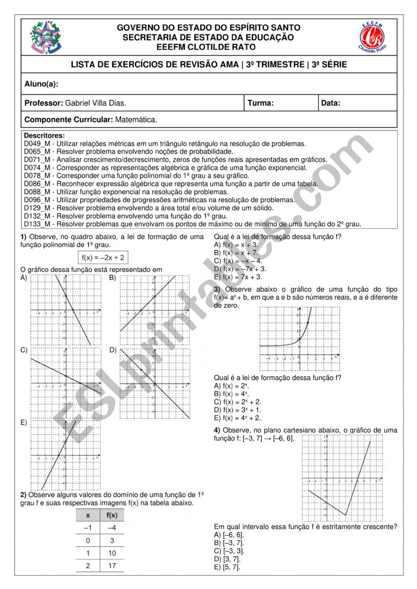 EXERCISE A.M.A. worksheet
