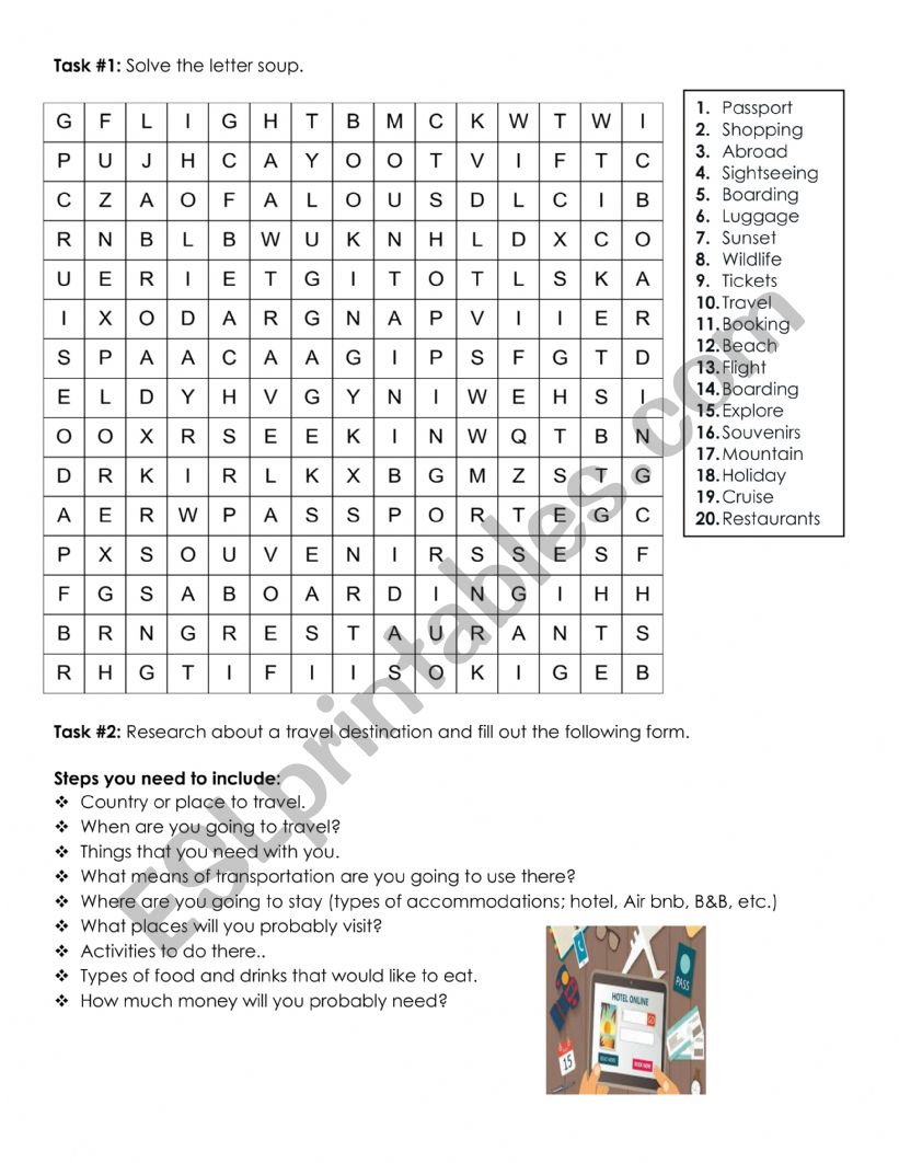 Travel worksheet