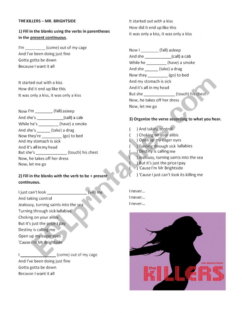 The Killers Mr. Bright-side Present Continuous 