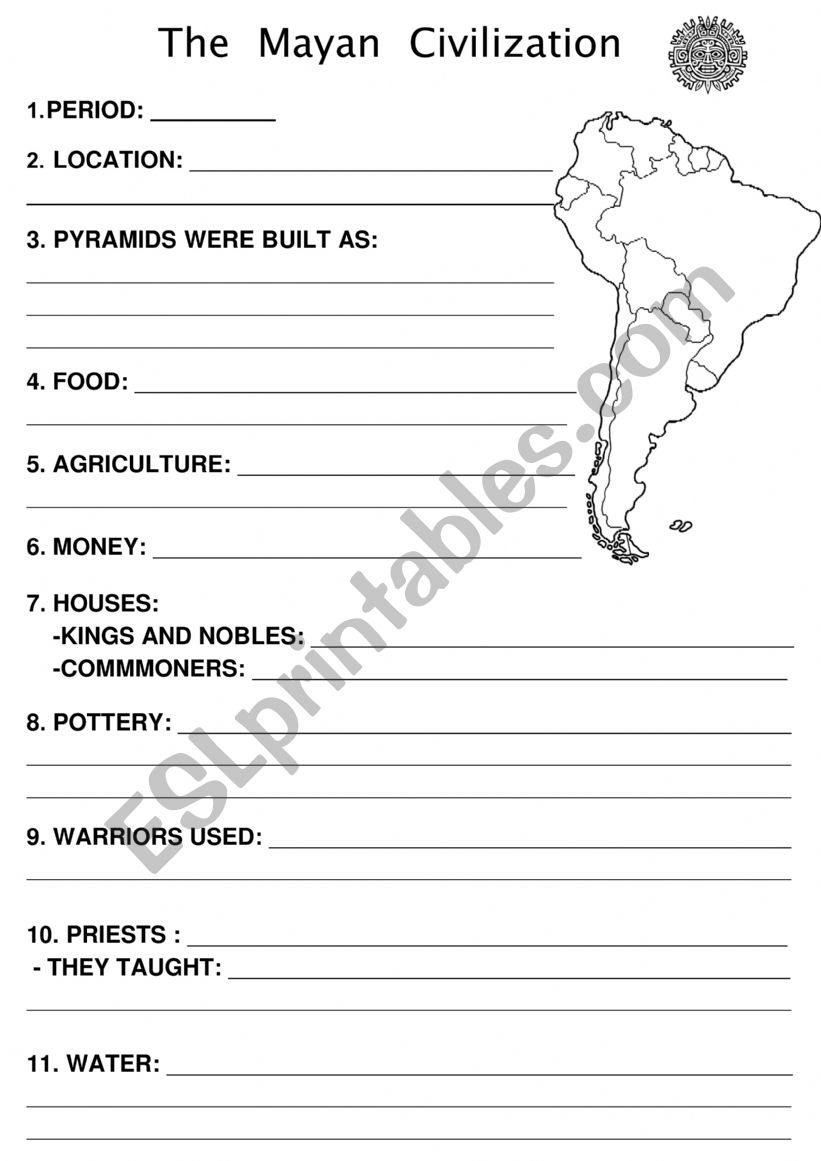 The Mayan Civilization worksheet