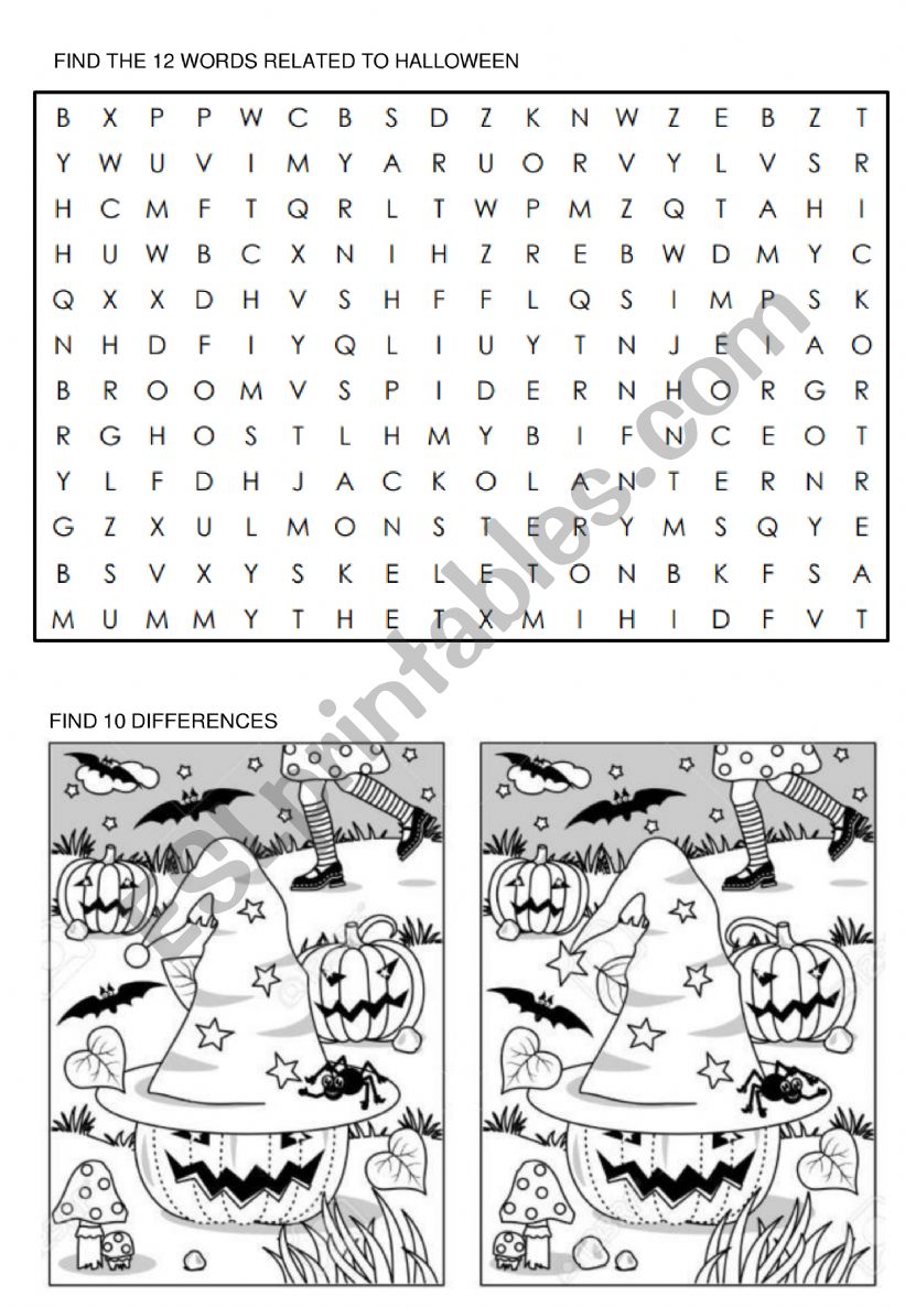 Halloween wordsearch worksheet