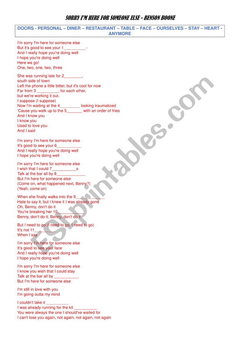 SORRY, I�M HERE FOR SOMEONE ELSE - BENSON BOONE