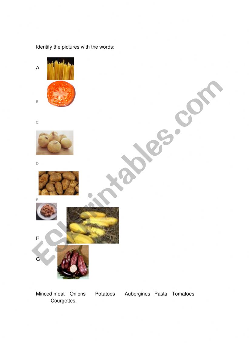 recipe worksheet